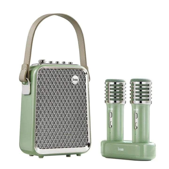 Divoom Songbird HQ Speaker with Karaoke Dual Wireless Microphones - Green - Tashqila Divoom Songbird HQ Speaker with Karaoke Dual Wireless Microphones - Green - Tashqila